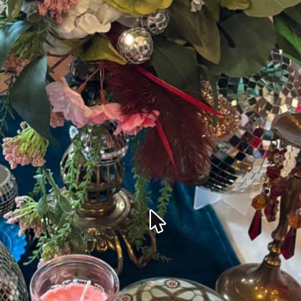 Layered florals with disco balls and candlelight